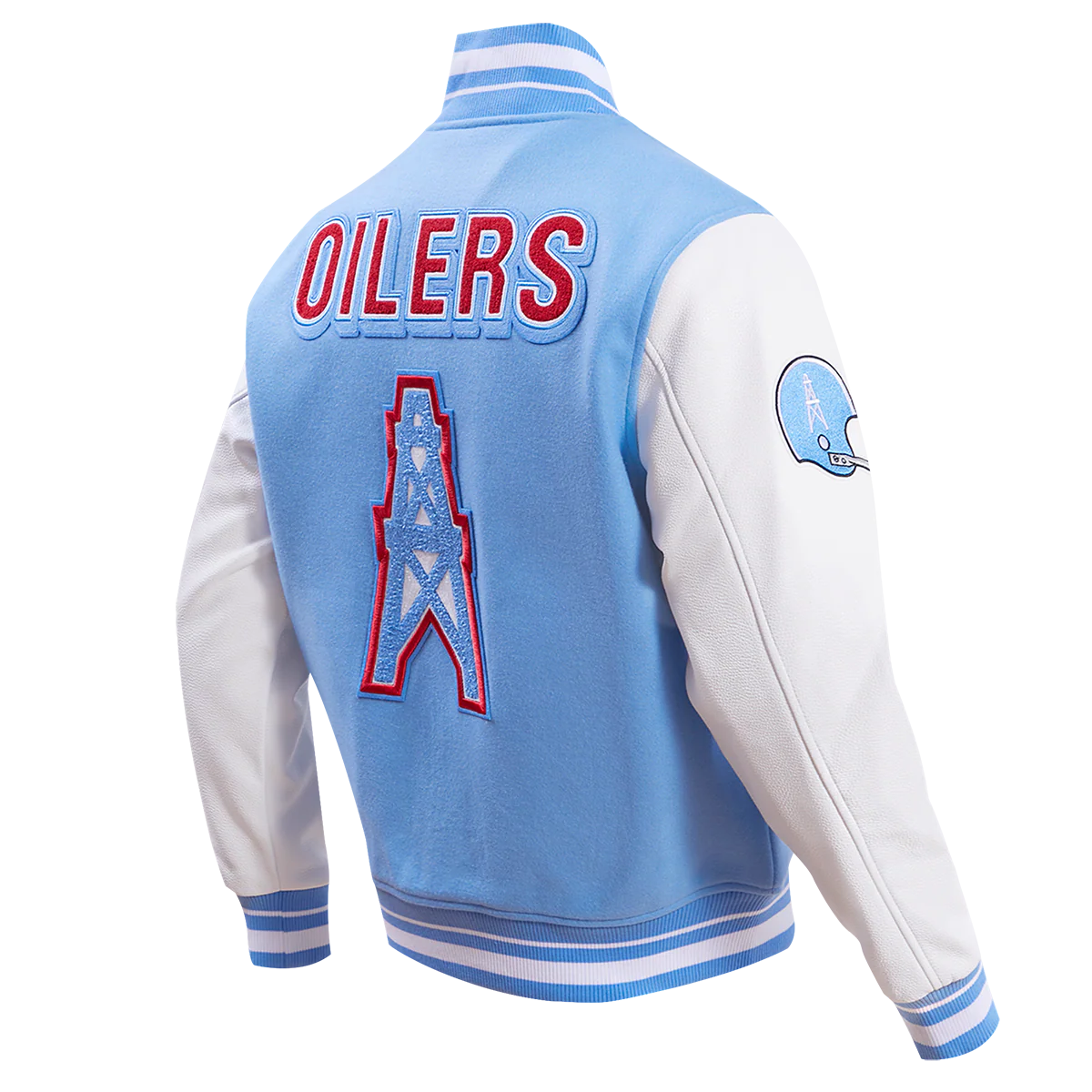NFL HOUSTON OILERS RETRO CLASSIC MEN'S RIB WOOL VARSITY JACKET