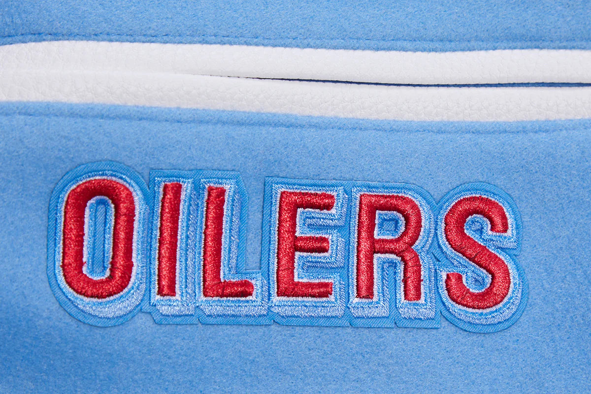 NFL HOUSTON OILERS RETRO CLASSIC MEN'S RIB WOOL VARSITY JACKET