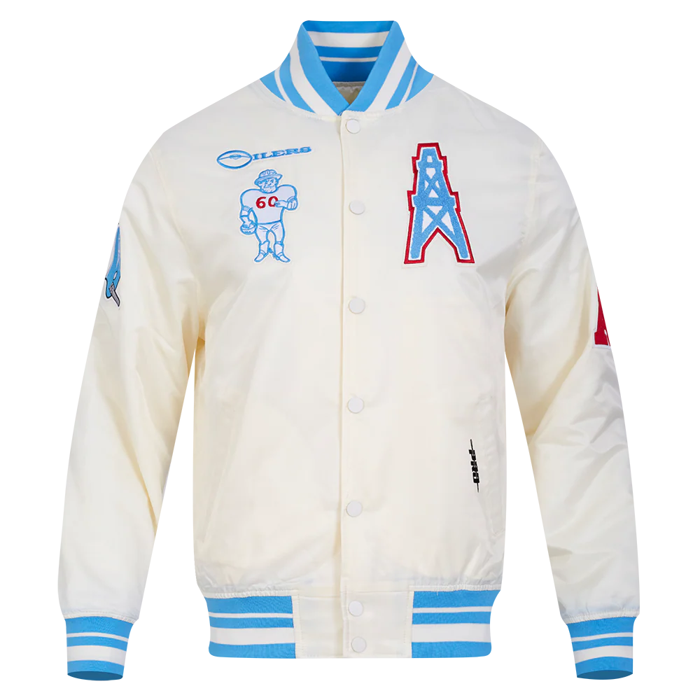 NFL HOUSTON OILERS RETRO CLASSIC MEN'S RIB SATIN JACKET