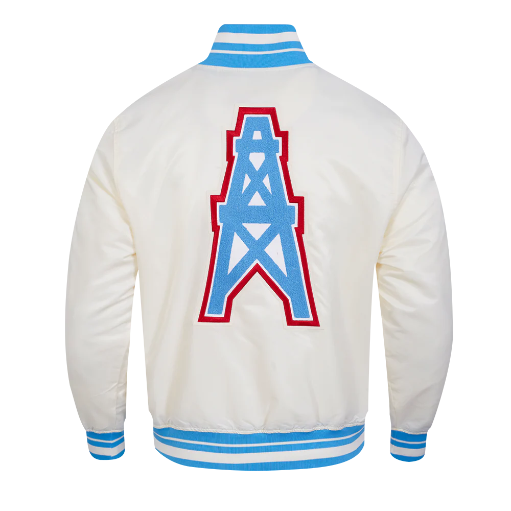 NFL HOUSTON OILERS RETRO CLASSIC MEN'S RIB SATIN JACKET