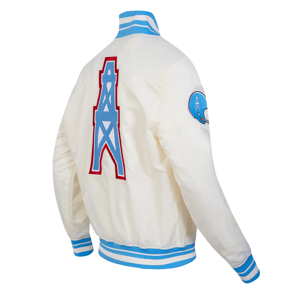 NFL HOUSTON OILERS RETRO CLASSIC MEN'S RIB SATIN JACKET