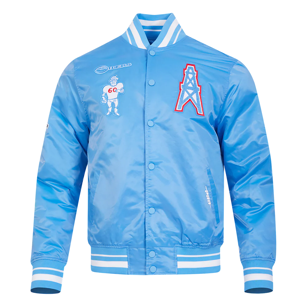 NFL HOUSTON OILERS RETRO CLASSIC MEN'S RIB SATIN JACKET