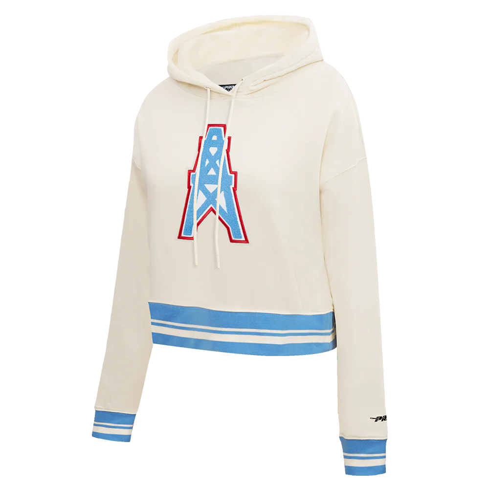 NFL HOUSTON OILERS RETRO CLASSIC WOMEN'S RIB CROPPED PO HOODIE
