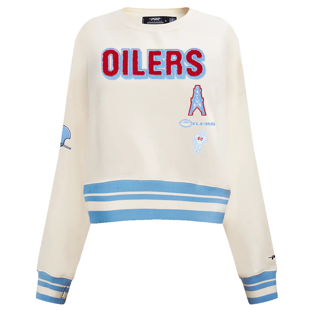 NFL HOUSTON OILERS RETRO CLASSIC WOMEN'S RIB CREWNECK