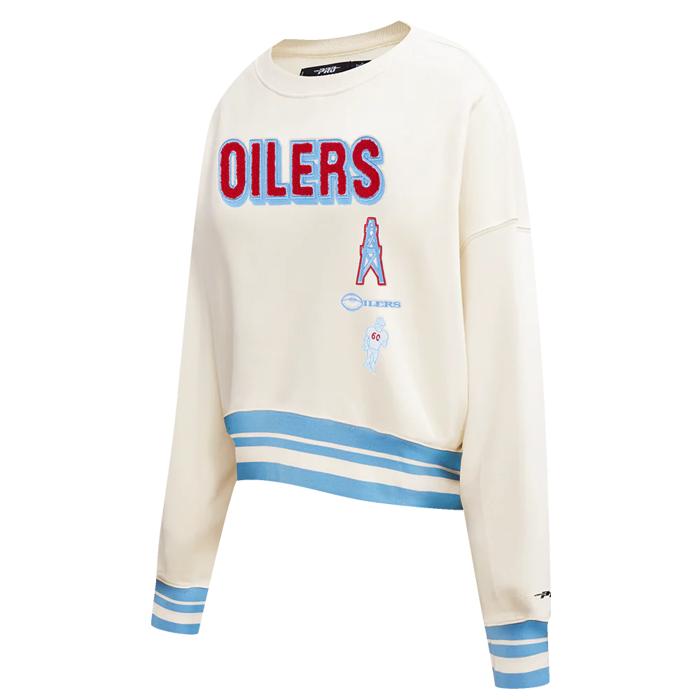 NFL HOUSTON OILERS RETRO CLASSIC WOMEN'S RIB CREWNECK