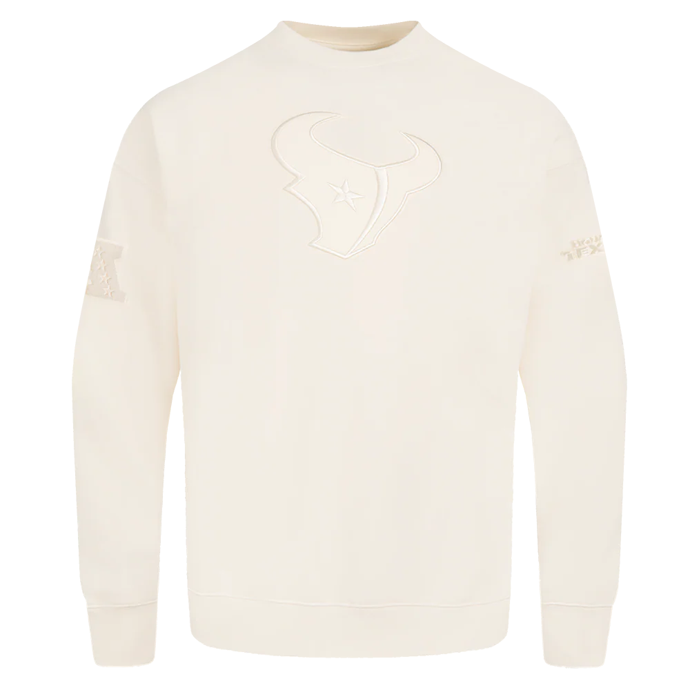 NFL HOUSTON TEXANS NEUTRAL MEN'S DROP SHOULDER FLEECE CREWNECK