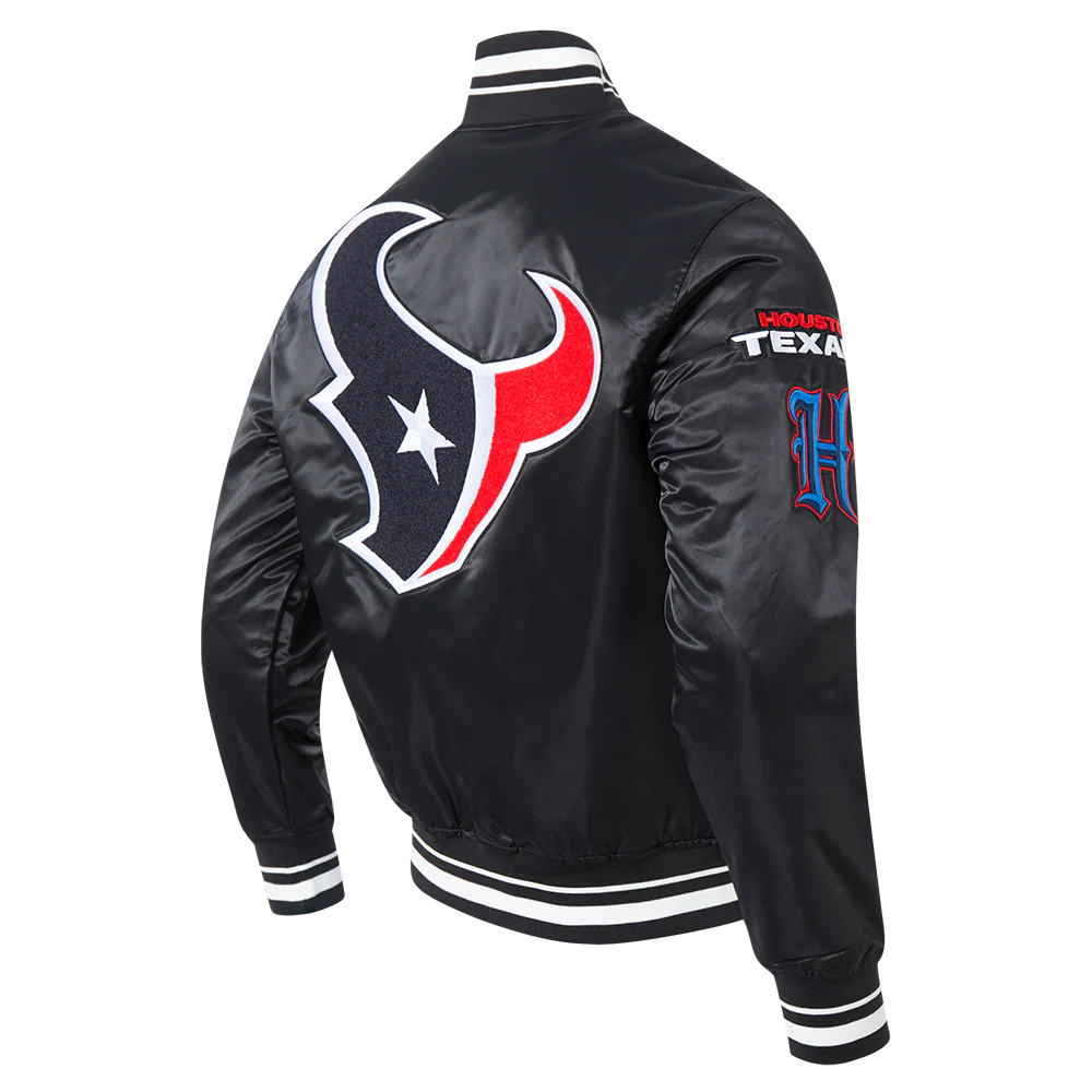 NFL HOUSTON TEXANS CLASSIC MASH UP MEN'S RIB SATIN JACKET