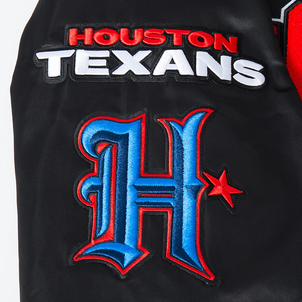 NFL HOUSTON TEXANS CLASSIC MASH UP MEN'S RIB SATIN JACKET