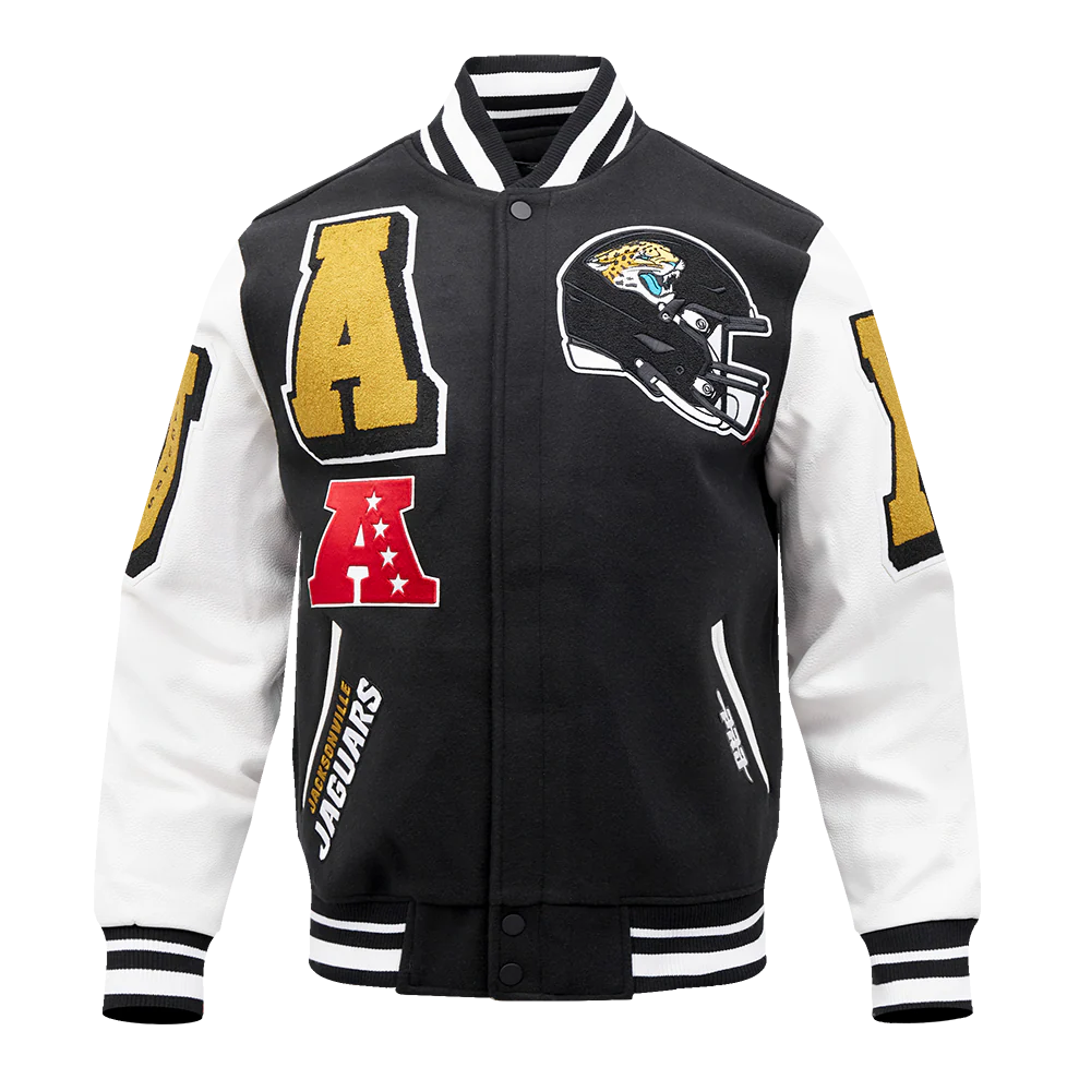 NFL JACKSONVILLE JAGUARS MASHUP MEN'S RIB WOOL VARSITY JACKET