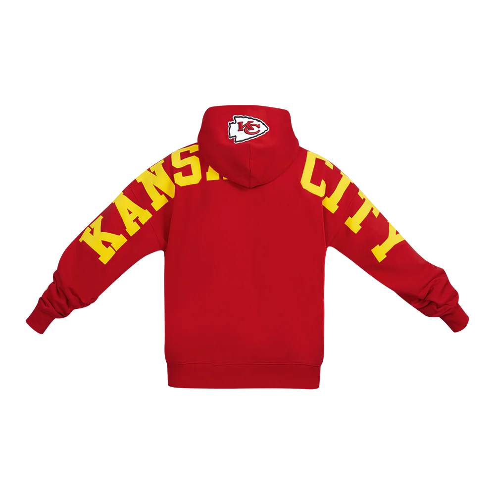NFL KANSAS CITY CHIEFS WINGSPAN MEN'S DROP SHOULDER FLEECE PULLOVER HOODIE