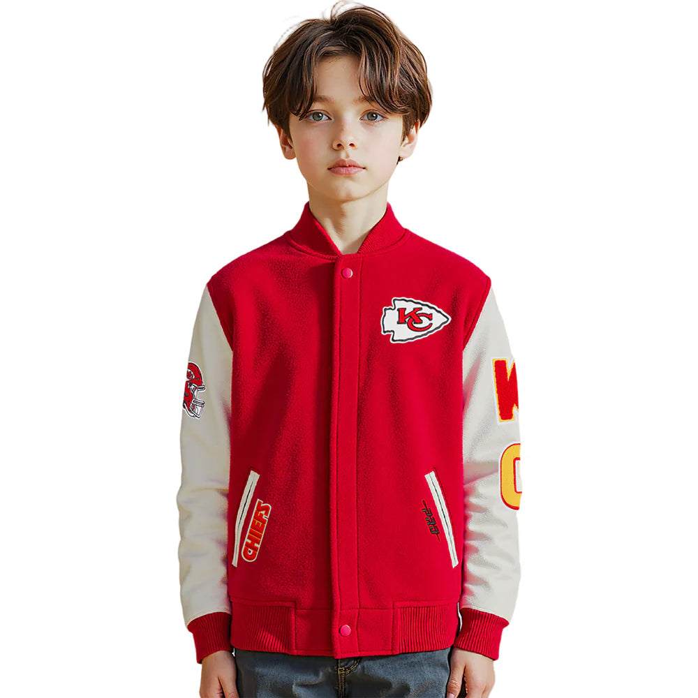 NFL KANSAS CITY CHIEFS CLASSIC LITTLE BOYS WOOL VARSITY JACKET