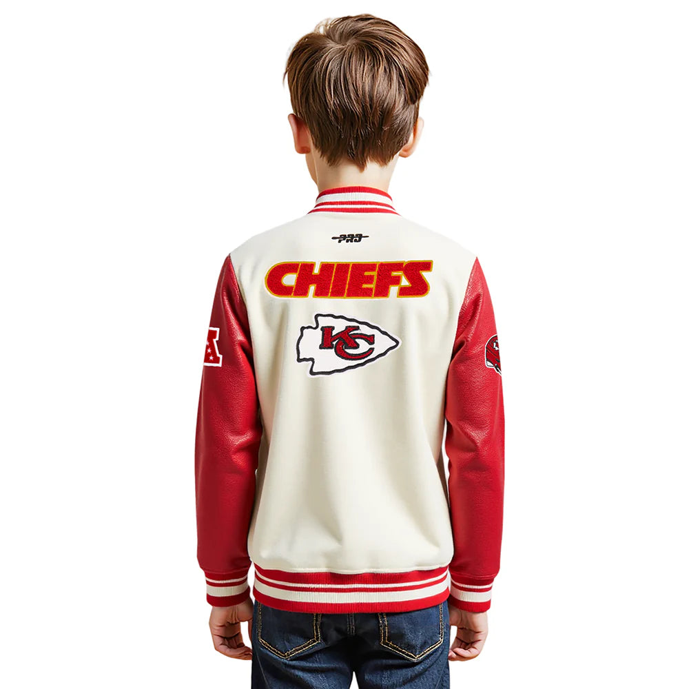 NFL KANSAS CITY CHIEFS RETRO CLASSIC LITTLE BOYS RIB WOOL VARSITY JACKET