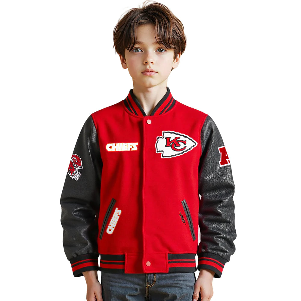 NFL KANSAS CITY CHIEFS RETRO CLASSIC LITTLE BOYS RIB WOOL VARSITY JACKET