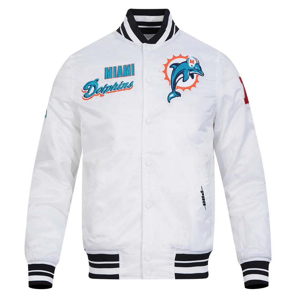 NFL MIAMI DOLPHINS RETRO CLASSIC MEN'S RIB SATIN JACKET