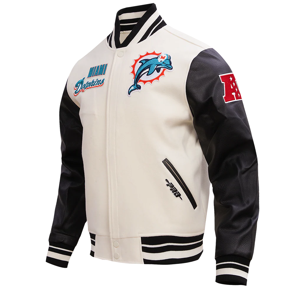 NFL MIAMI DOLPHINS RETRO CLASSIC MEN'S RIB WOOL VARSITY JACKET