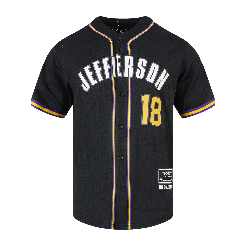 NFL MINNESOTA VIKINGS JUSTIN JEFFERSON #2 MESH BUTTON DOWN SHIRT