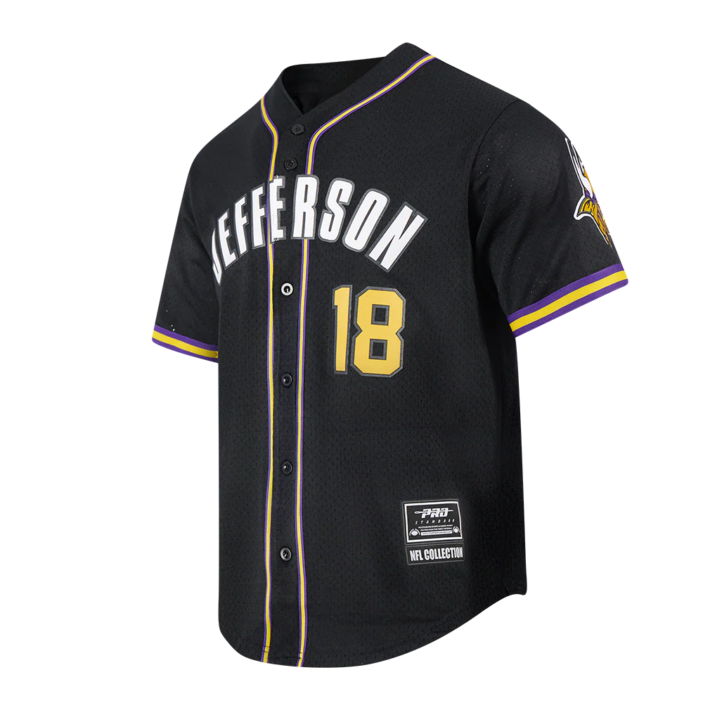 NFL MINNESOTA VIKINGS JUSTIN JEFFERSON #2 MESH BUTTON DOWN SHIRT