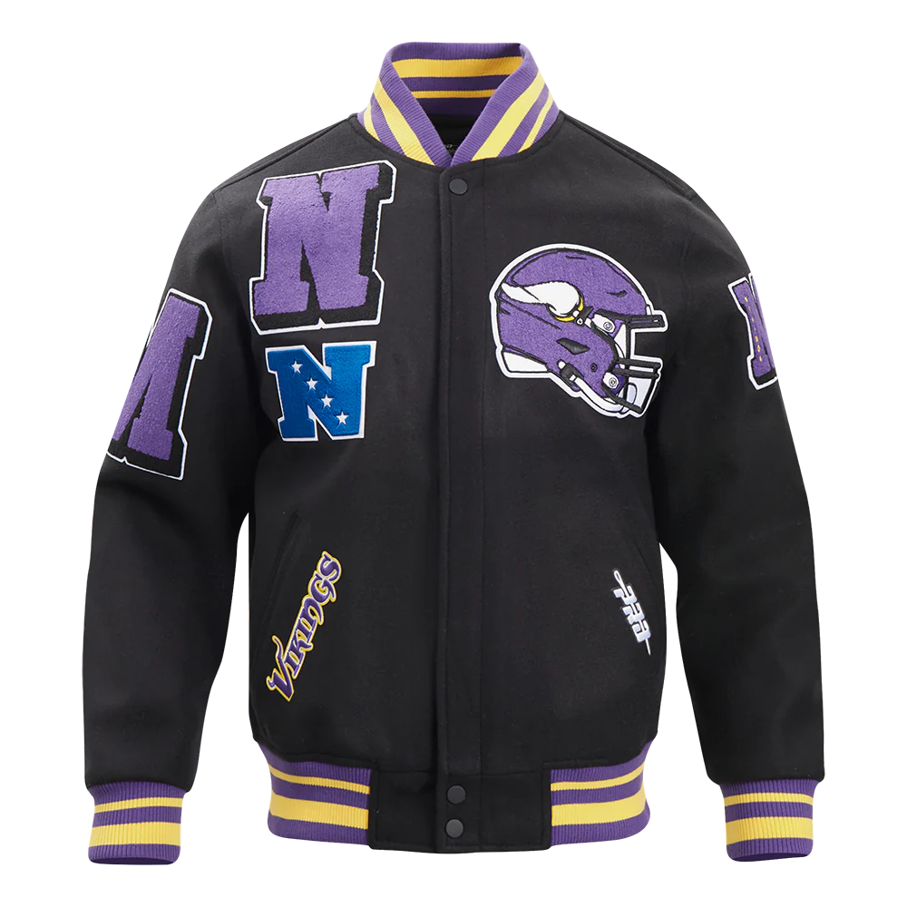 NFL MINNESOTA VIKINGS MASHUP MEN'S RIB WOOL VARSITY JACKET