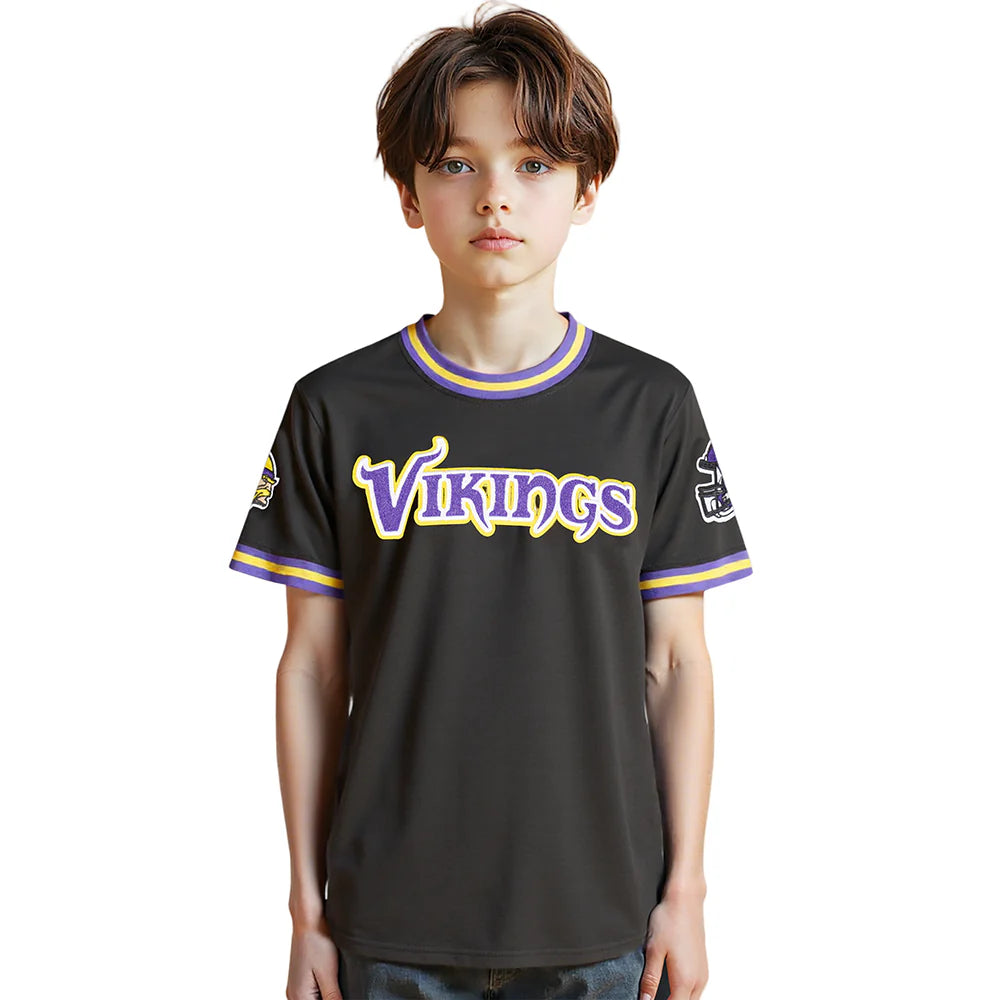 NFL MINNESOTA VIKINGS CLASSIC LITTLE BOYS SHORT SLEEVE STRIPED RIB TEE