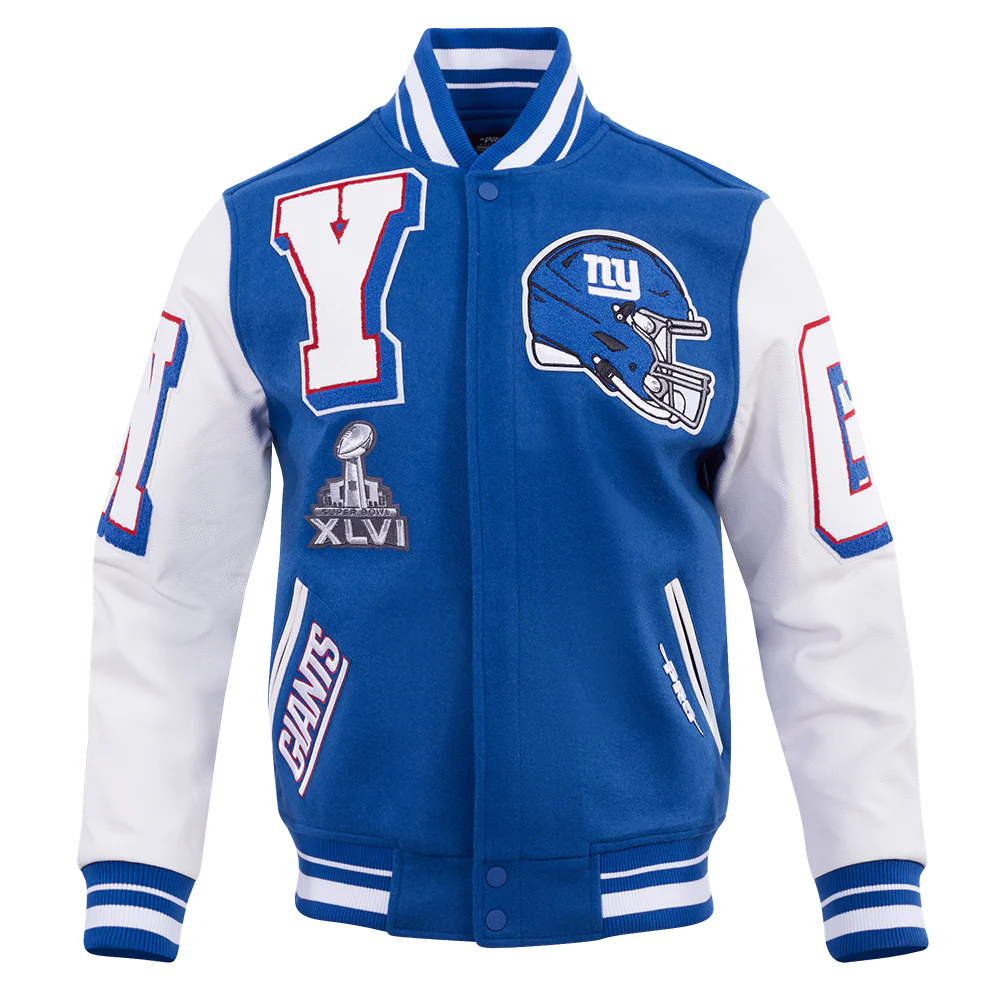 NFL NEW YORK GIANTS MASHUP MEN'S RIB WOOL VARSITY JACKET