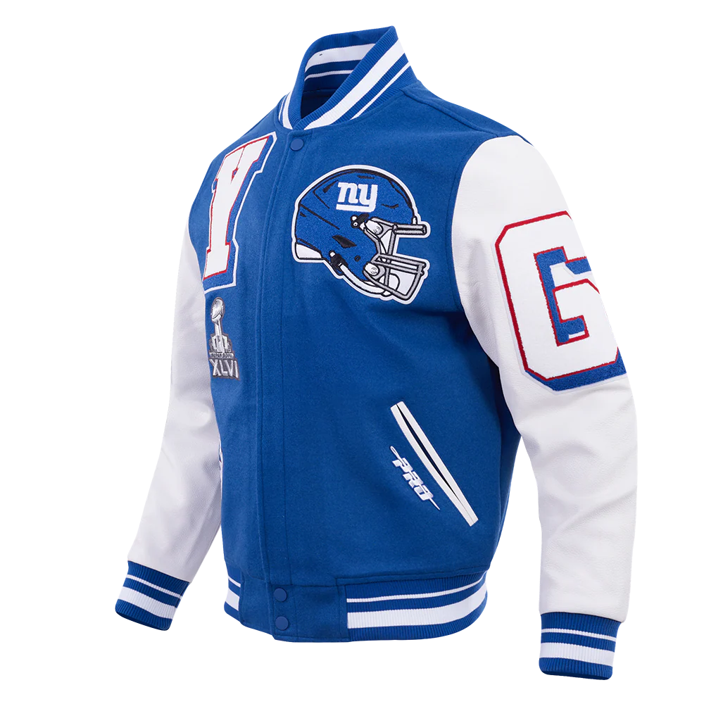 NFL NEW YORK GIANTS MASHUP MEN'S RIB WOOL VARSITY JACKET