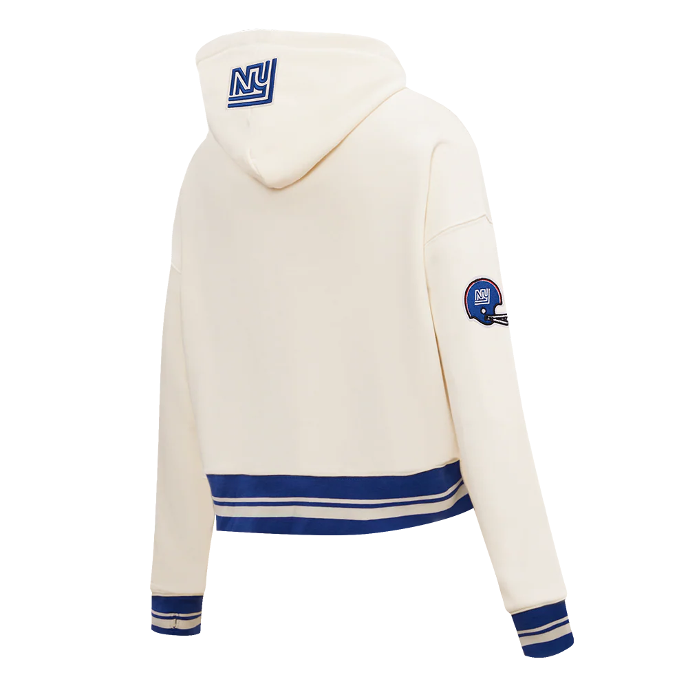 NFL NEW YORK GIANTS RETRO CLASSIC WOMEN'S RIB CROPPED PULLOVER HOODIE