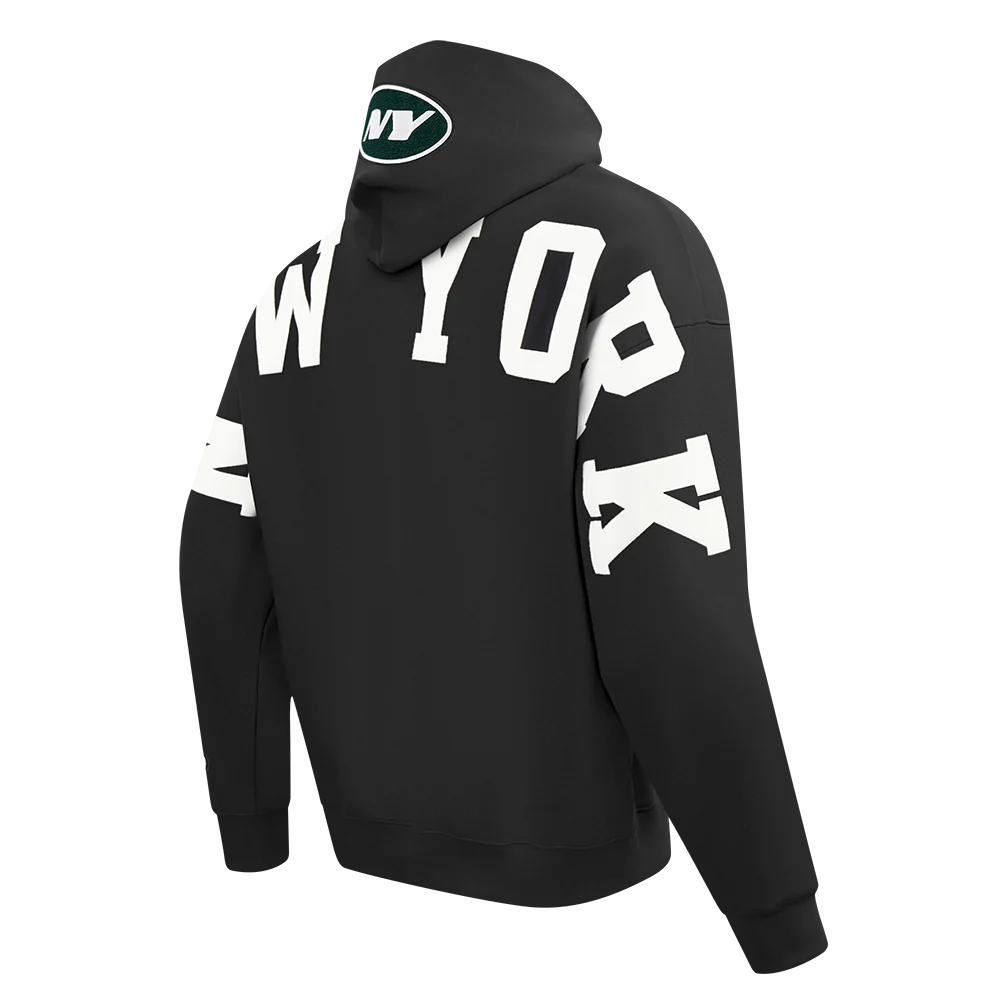 NFL NEW YORK JETS WINGSPAN MEN'S DROP SHOULDER FLEECE PULLOVER HOODIE