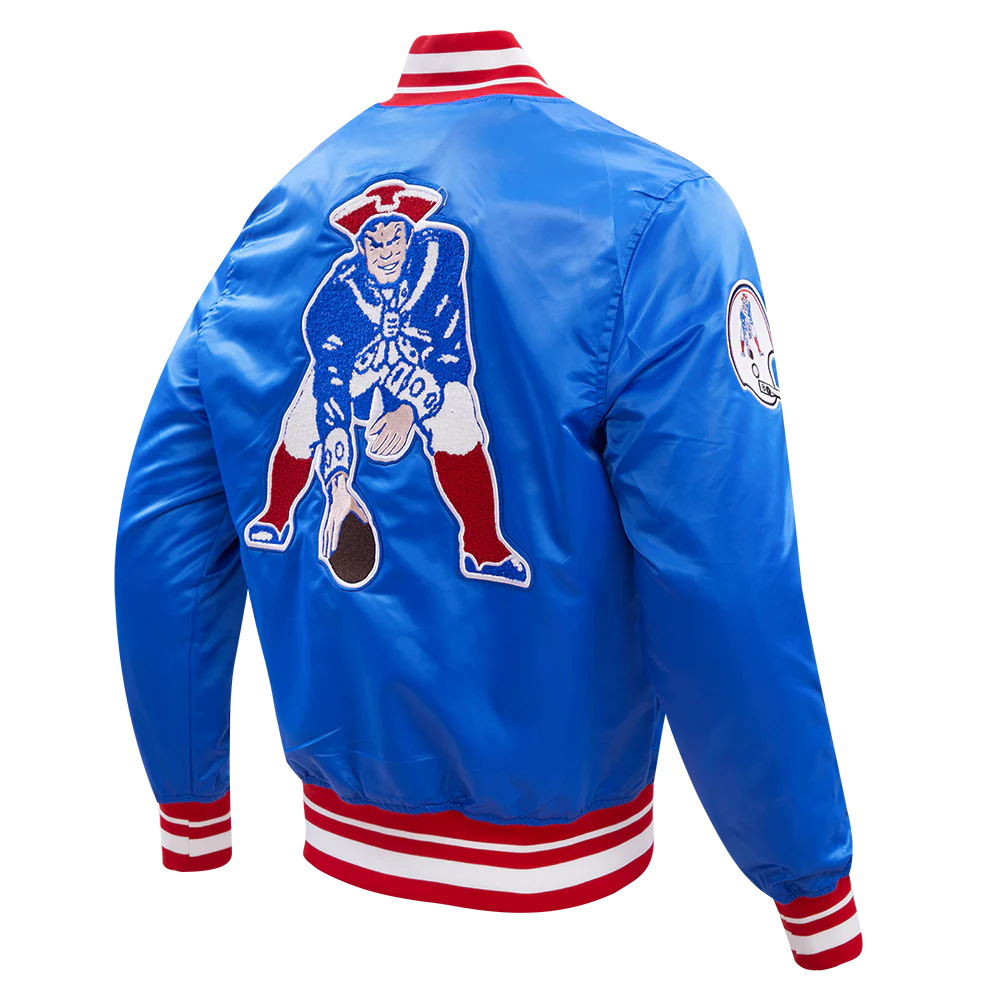 NFL NEW ENGLAND PATRIOTS RETRO CLASSIC MEN'S RIB SATIN JACKET