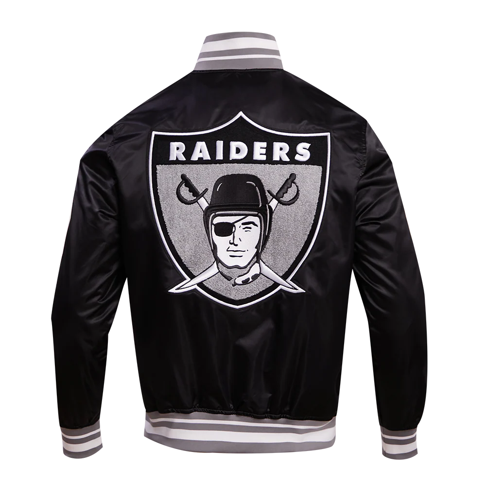 NFL OAKLAND RAIDERS RETRO CLASSIC MEN'S RIB SATIN JACKET