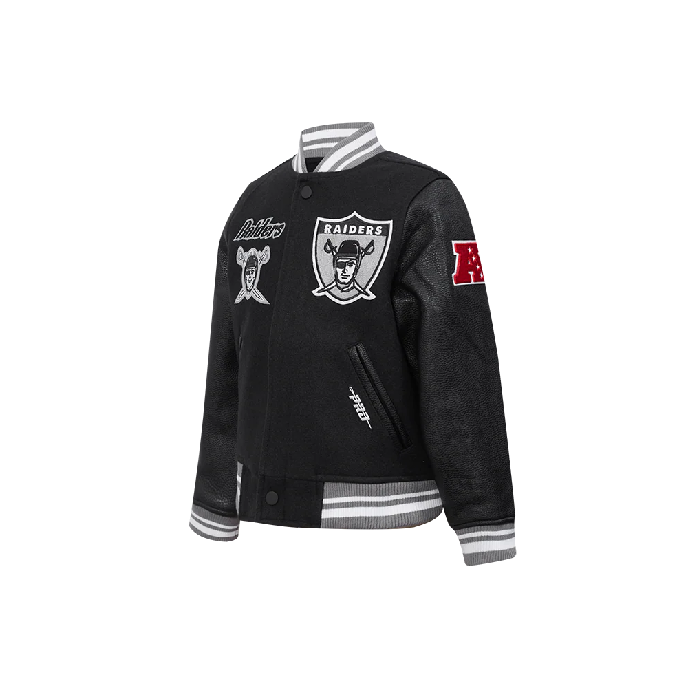 NFL LAS VEGAS RAIDERS RETRO CLASSIC LITTLE BOYS RIB WOOL VARSITY JACKET