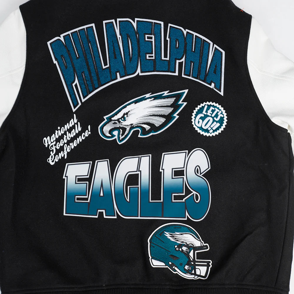 NFL PHILADELPHIA EAGLES TURN IT UP MEN'S RIB WOOL VARSITY JACKET