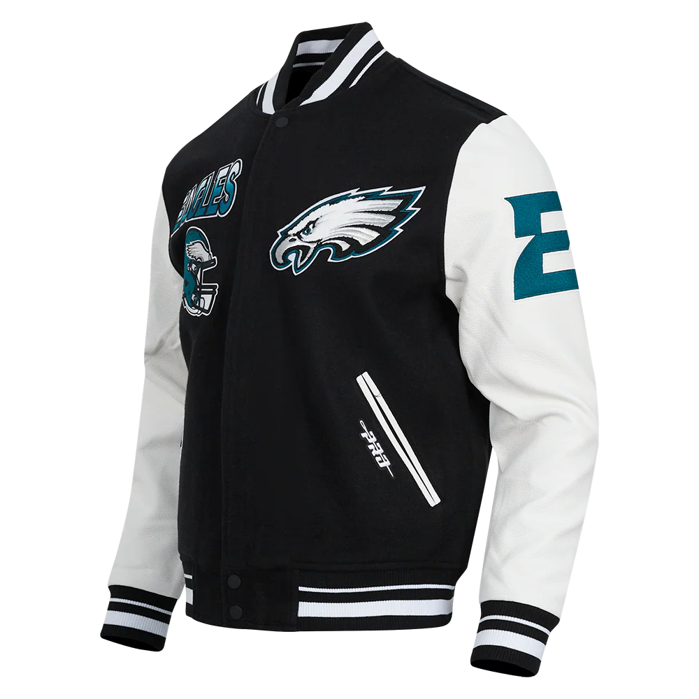 NFL PHILADELPHIA EAGLES TURN IT UP MEN'S RIB WOOL VARSITY JACKET
