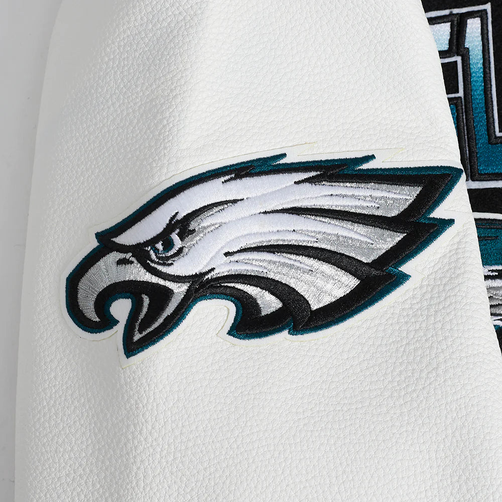 NFL PHILADELPHIA EAGLES TURN IT UP MEN'S RIB WOOL VARSITY JACKET