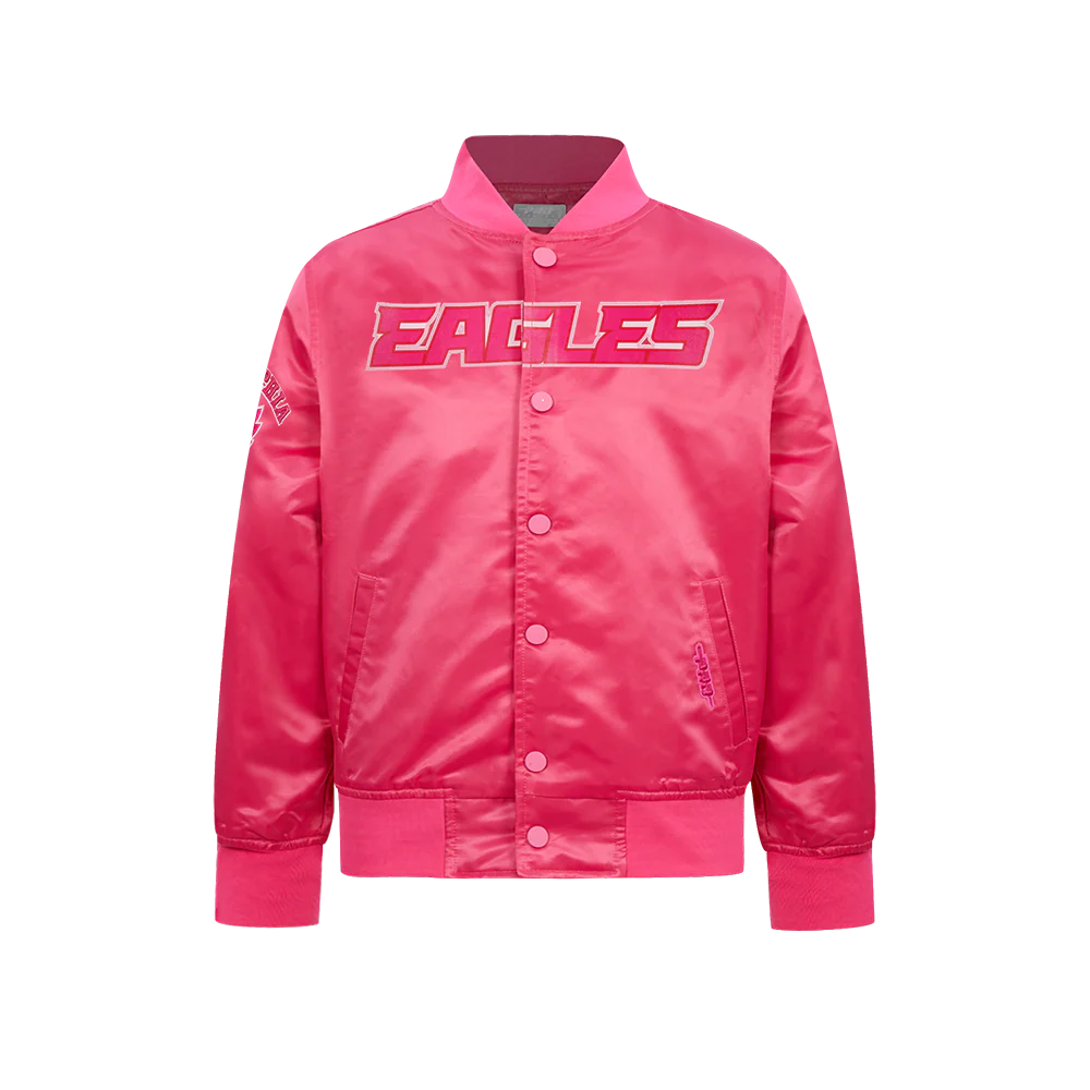 NFL PHILADELPHIA EAGLES TRIPLE PINK BIG GIRLS SATIN JACKET