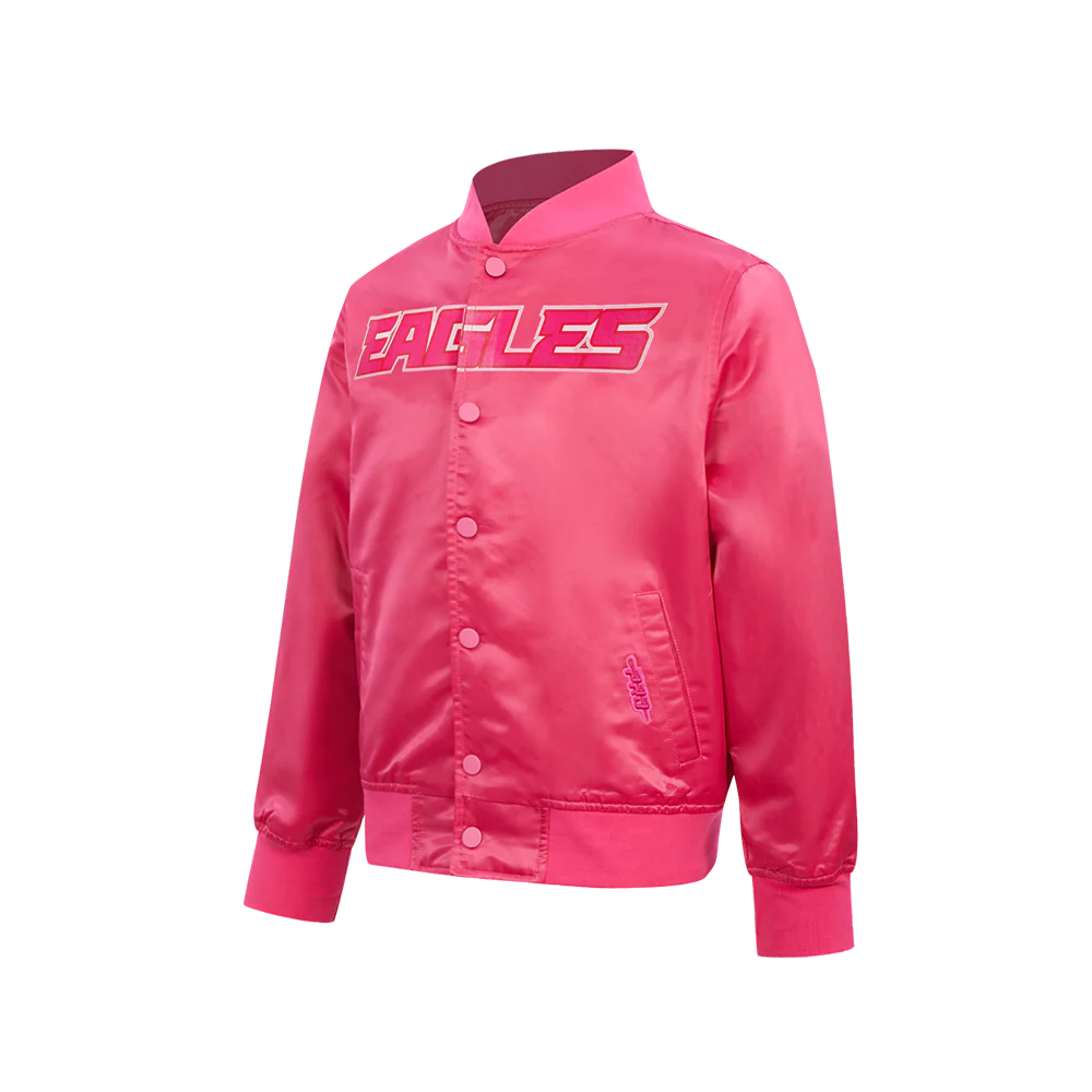 NFL PHILADELPHIA EAGLES TRIPLE PINK BIG GIRLS SATIN JACKET