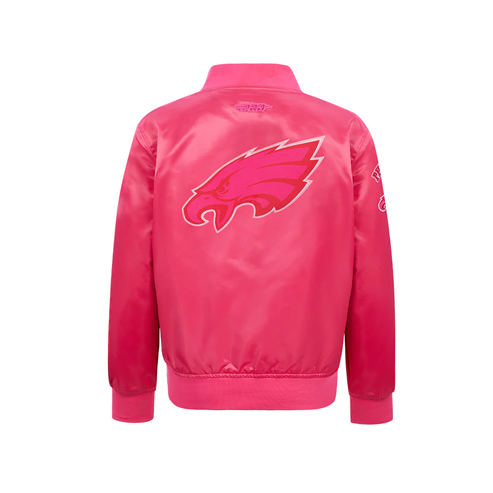 NFL PHILADELPHIA EAGLES TRIPLE PINK BIG GIRLS SATIN JACKET