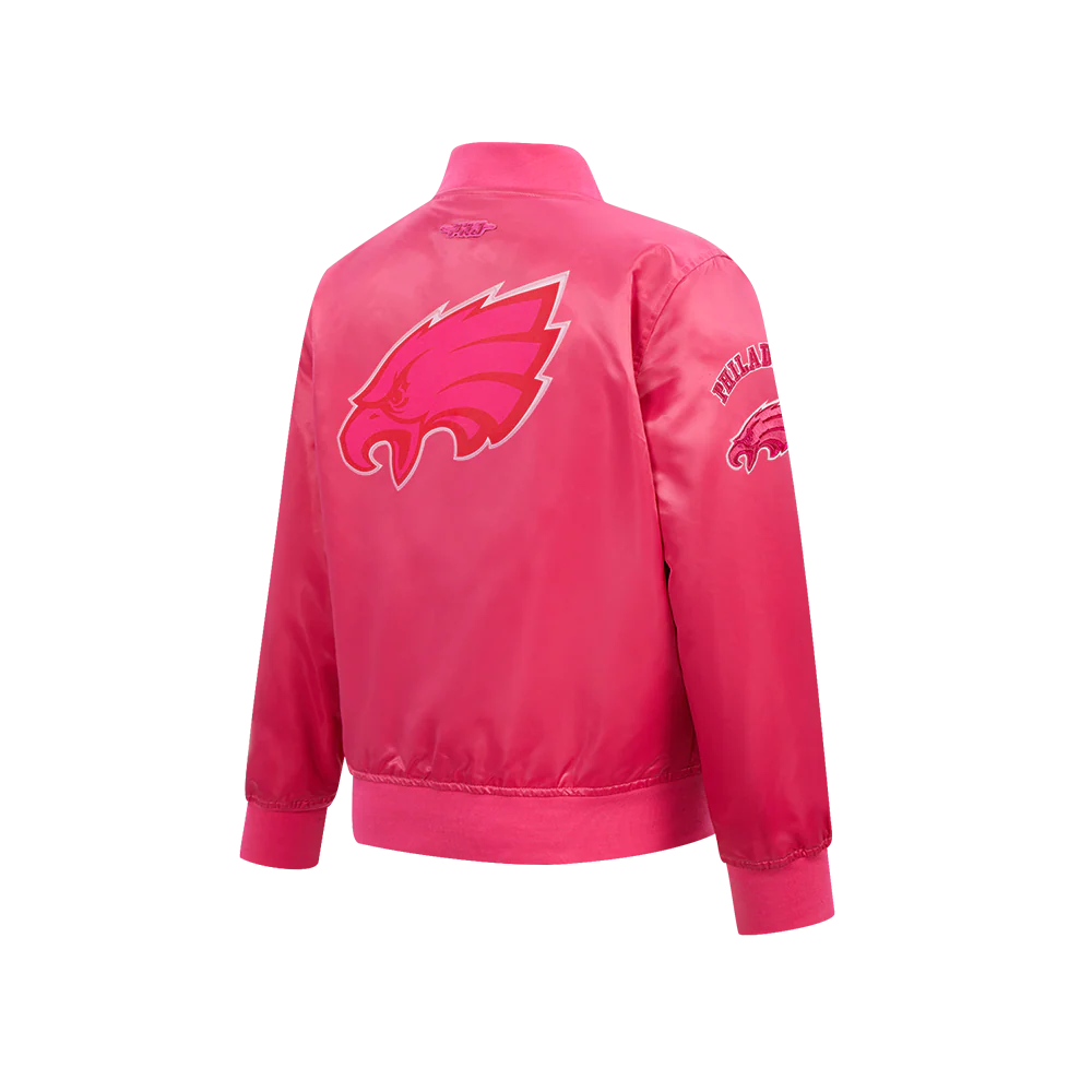 NFL PHILADELPHIA EAGLES TRIPLE PINK BIG GIRLS SATIN JACKET