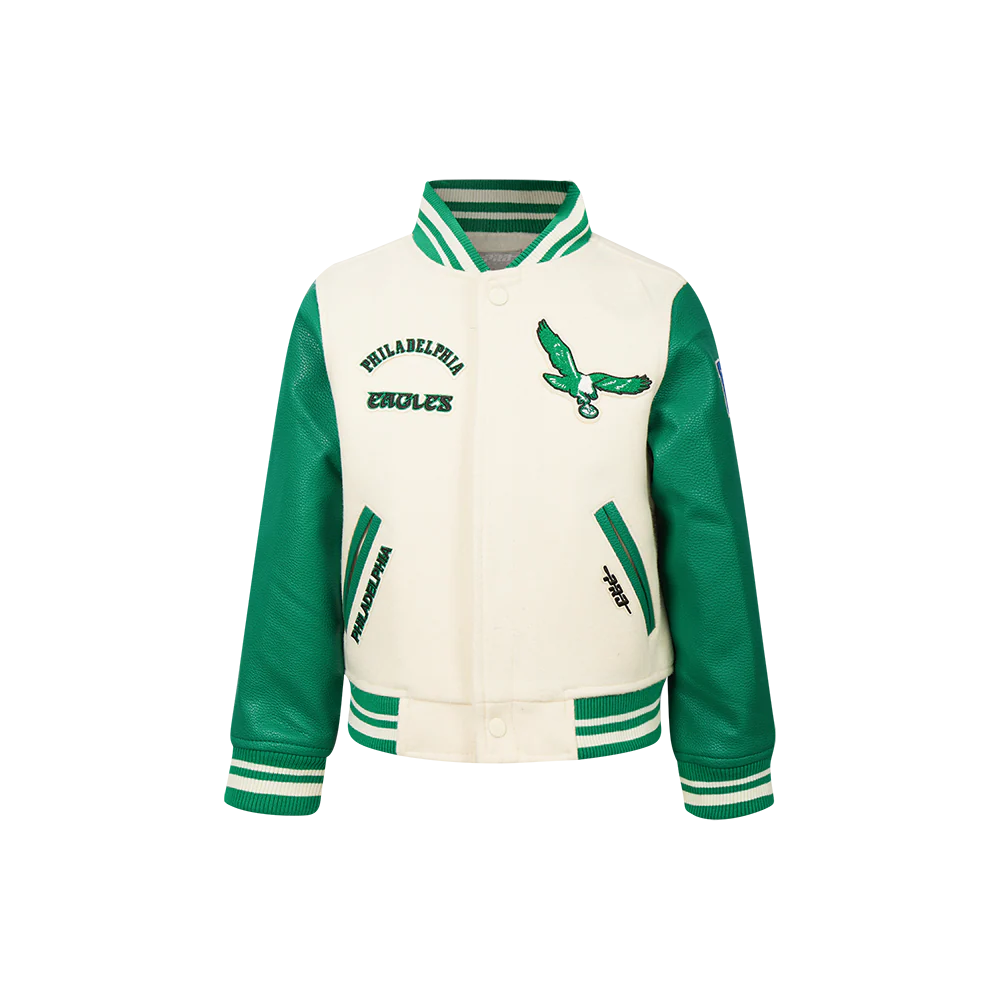 NFL PHILADELPHIA EAGLES RETRO CLASSIC LITTLE BOYS RIB WOOL VARSITY JACKET