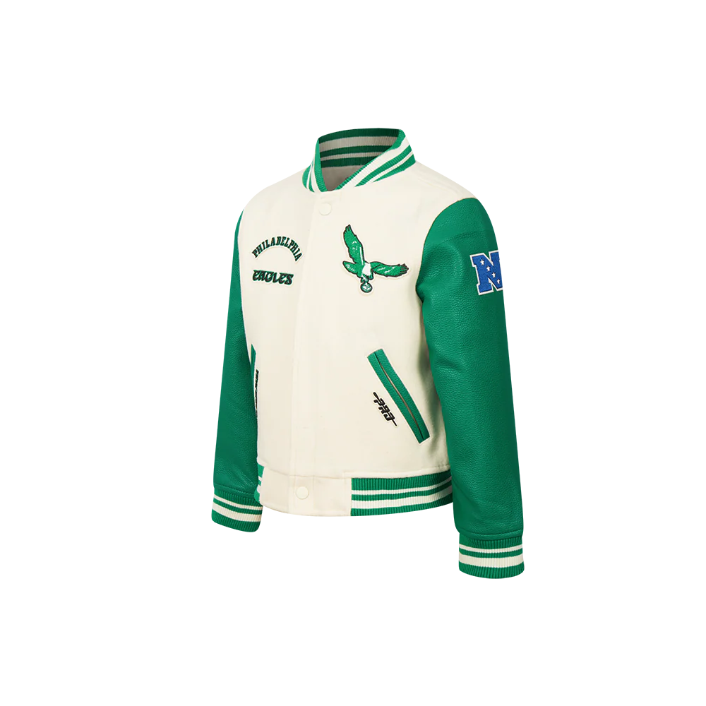 NFL PHILADELPHIA EAGLES RETRO CLASSIC LITTLE BOYS RIB WOOL VARSITY JACKET