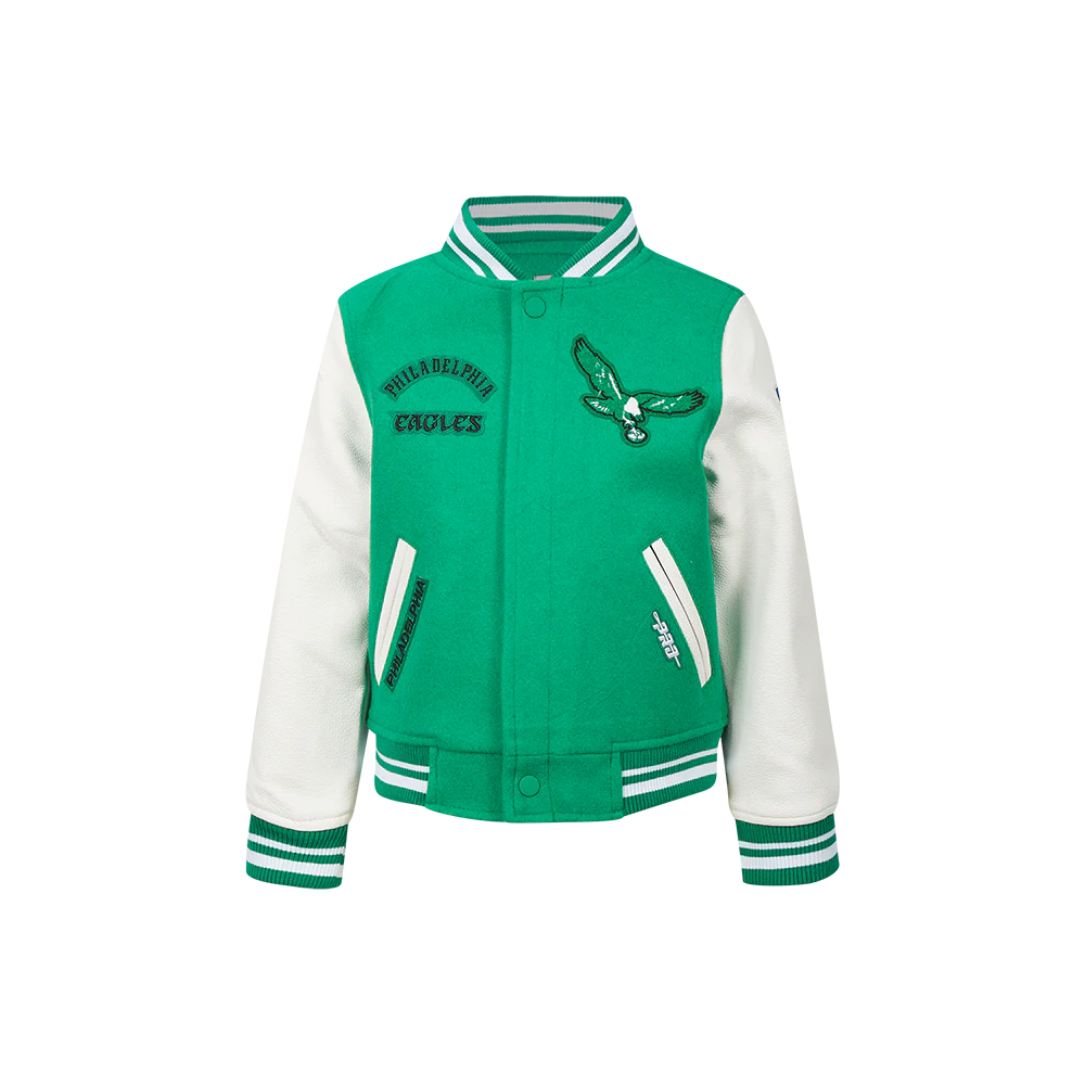 NFL PHILADELPHIA EAGLES RETRO CLASSIC LITTLE BOYS RIB WOOL VARSITY JACKET