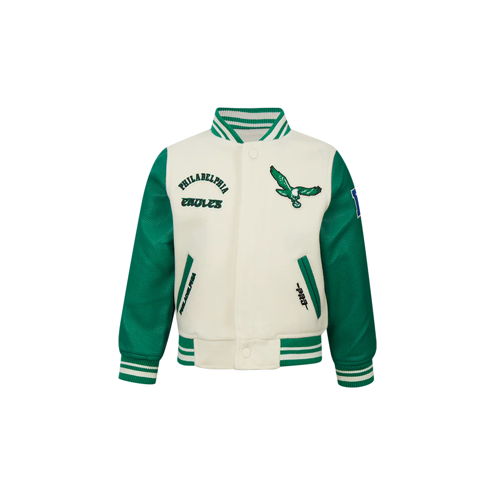 NFL PHILADELPHIA EAGLES RETRO CLASSIC TODDLER BOYS RIB WOOL VARSITY JACKET