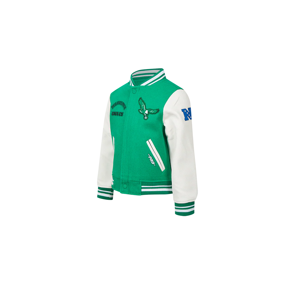 NFL PHILADELPHIA EAGLES RETRO CLASSIC TODDLER BOYS RIB WOOL VARSITY JACKET