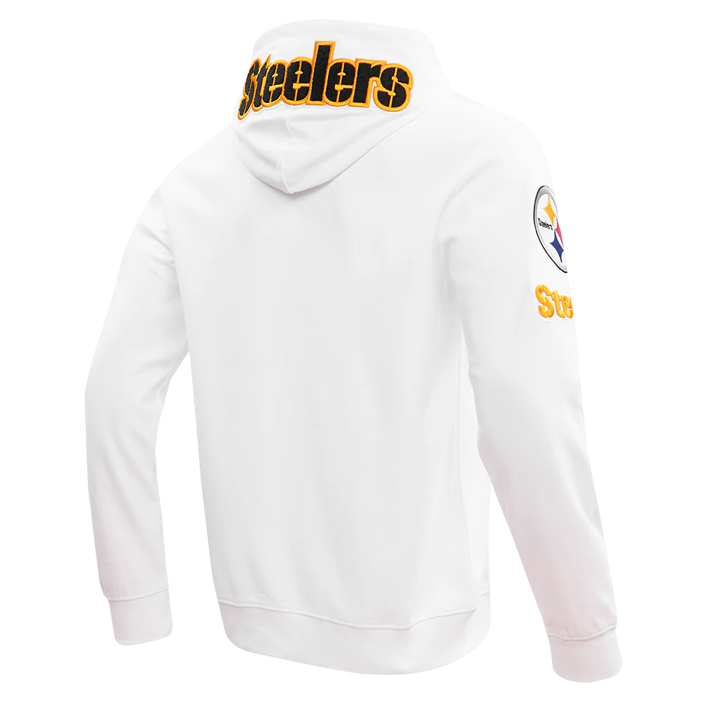 NFL PITTSBURGH STEELERS CLASSIC CHENILLE MEN'S DOUBLE KNIT FULL ZIP HOODIE
