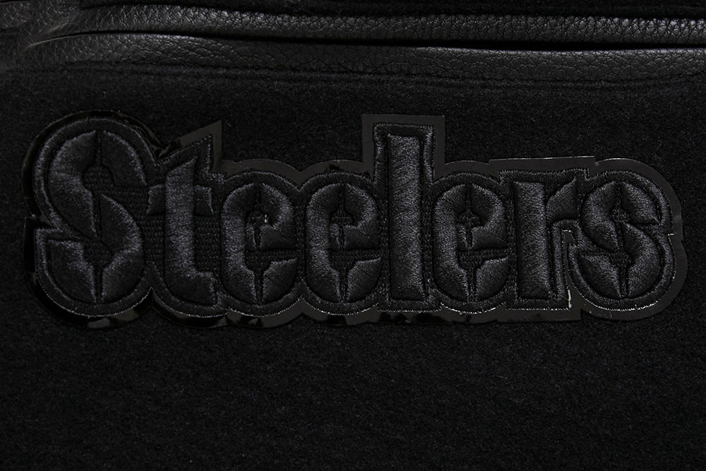 NFL PITTSBURGH STEELERS TRIPLE BLACK MEN'S MEN'S WOOL VARSITY JACKET
