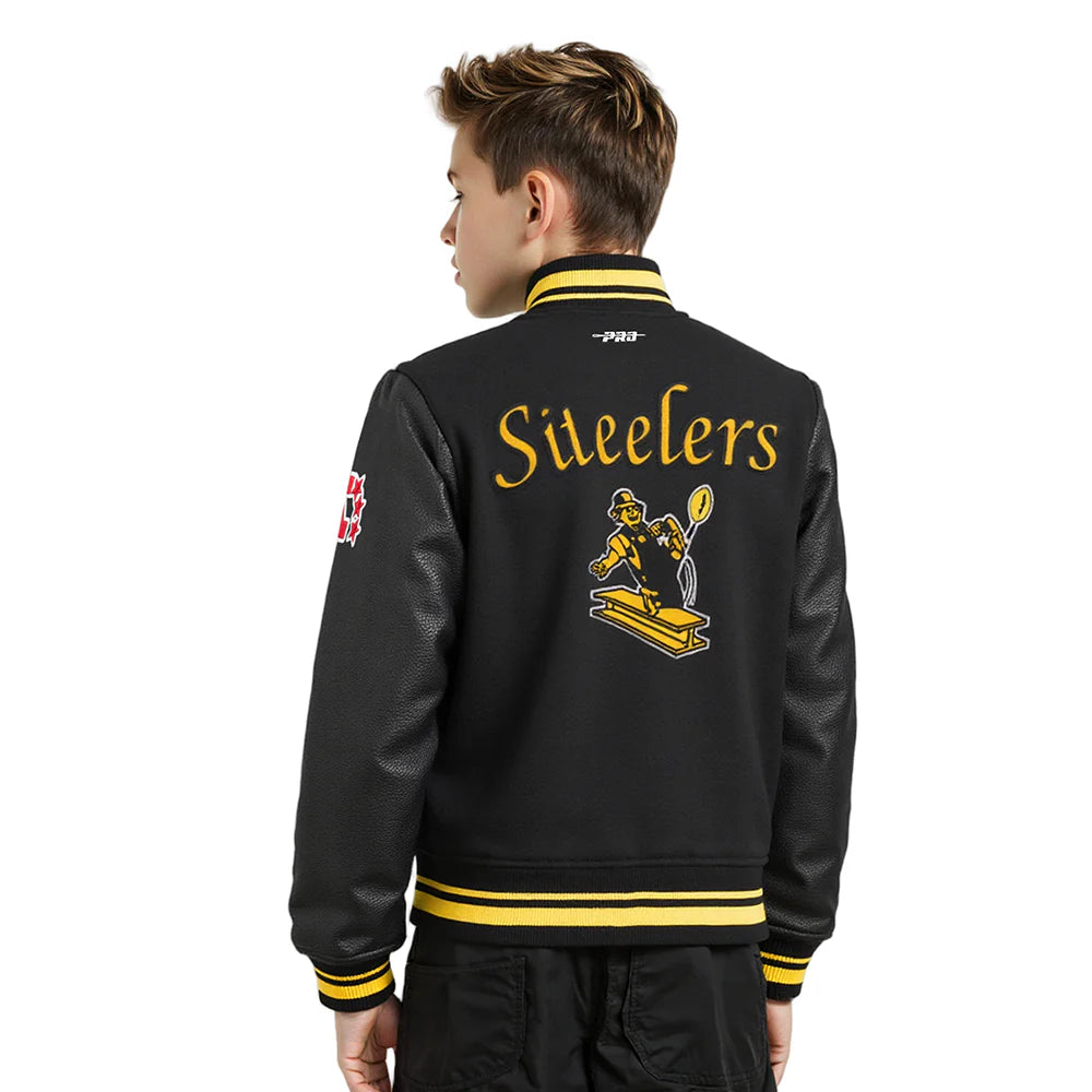 NFL PITTSBURGH STEELERS RETRO CLASSIC BIG BOYS RIB WOOL VARSITY JACKET
