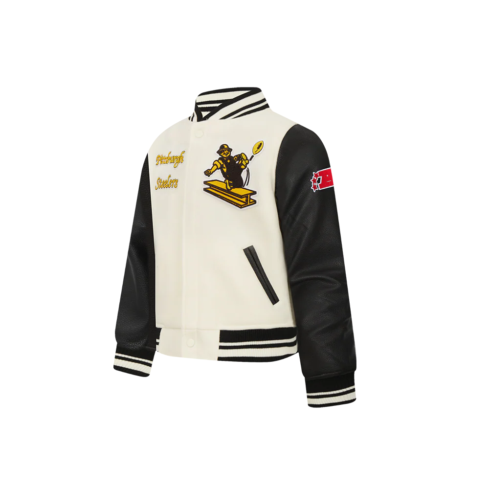 NFL PITTSBURGH STEELERS RETRO CLASSIC TODDLER BOYS RIB WOOL VARSITY JACKET