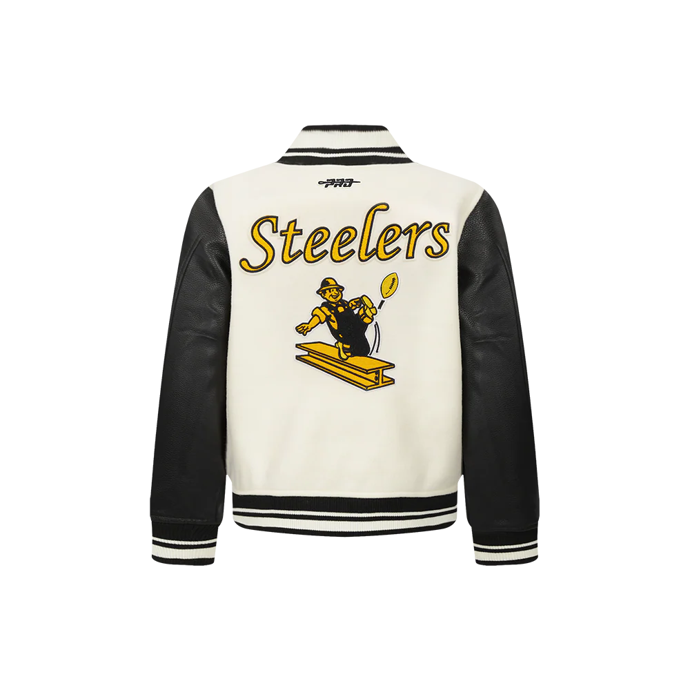 NFL PITTSBURGH STEELERS RETRO CLASSIC TODDLER BOYS RIB WOOL VARSITY JACKET