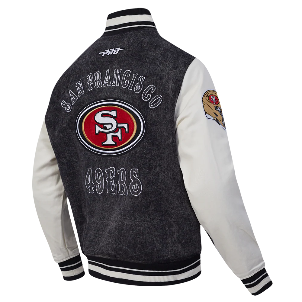 NFL SAN FRANCISCO 49ERS REBEL ATHLETICS MEN'S DENIM VARSITY JACKET