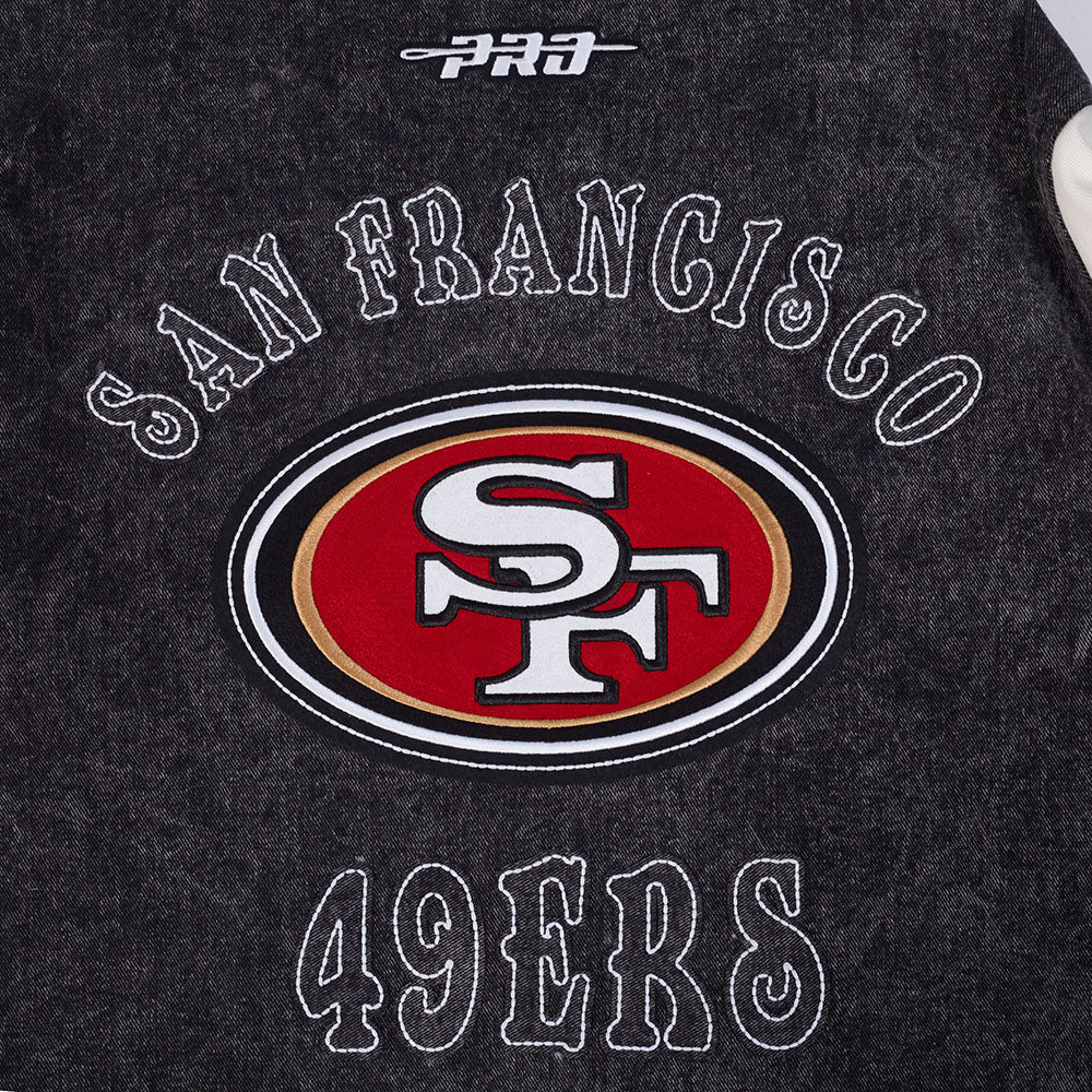 NFL SAN FRANCISCO 49ERS REBEL ATHLETICS MEN'S DENIM VARSITY JACKET