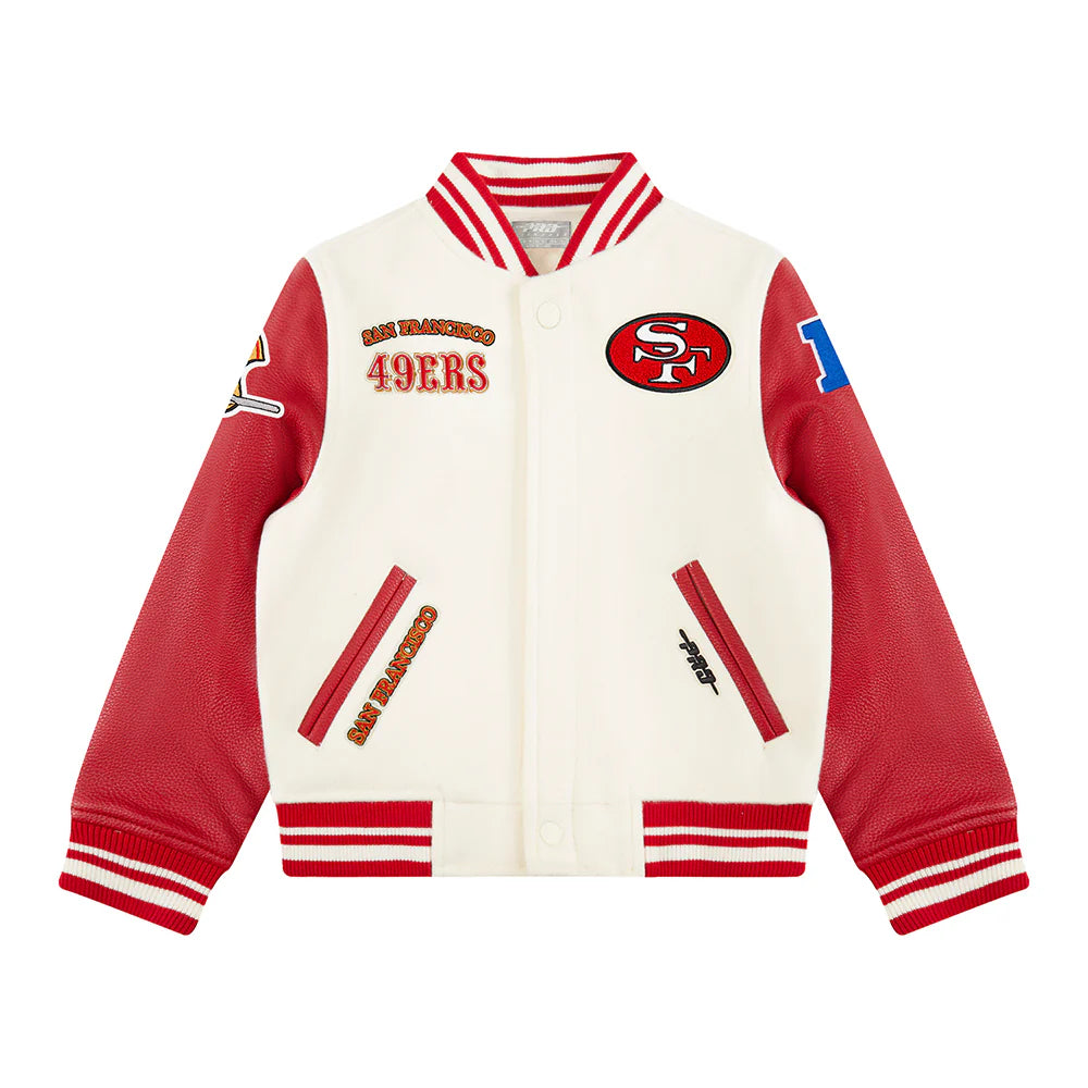 NFL SAN FRANCISCO 49ERS RETRO CLASSIC LITTLE BOYS RIB WOOL VARSITY JACKET